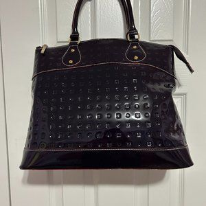 Arcadia Italian Satchel Purse, Deep Plum,  Leather